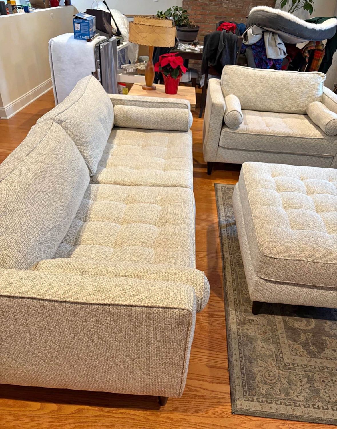 Like New Modern Sofa, Loveseat, and Ottoman Set