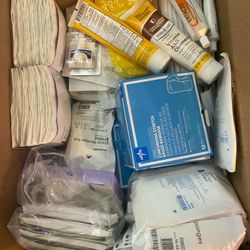 Box of New Medical Supplies – Bandages, Gauze,ointments– Bulk Lot”
