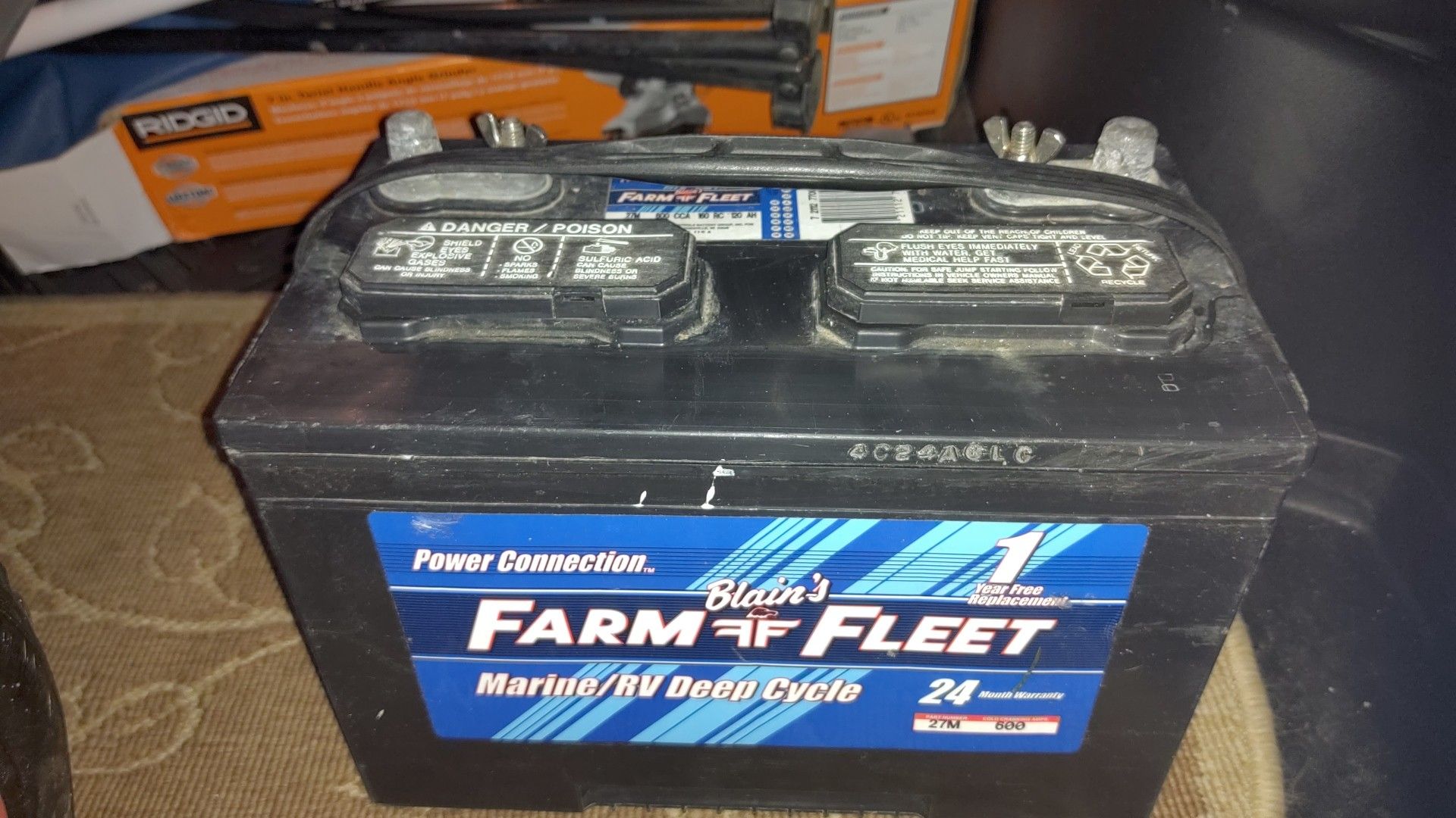 12 volt RV/ Marine deep cycle battery.