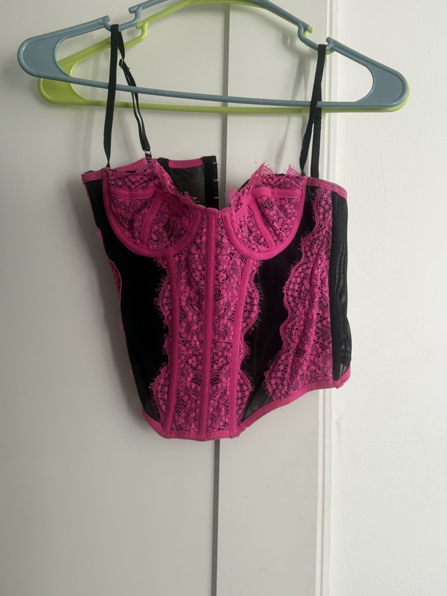 Pink Black Corset Top S