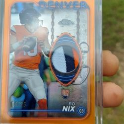 Bo Nix 2024 Topps Chrome Rookie Relic Triple Color Patch 04/25