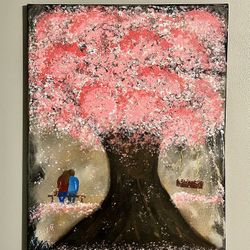 Handpainted Acrylic Art Capturing The Joy Of  “Being In Love”   20” x 16” x 0.8”