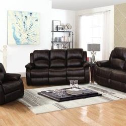 Brand New Reclinable Sofa Set | Black And Brown