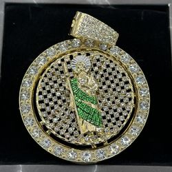 Gold-Plated San Judas Pendant Rotatable