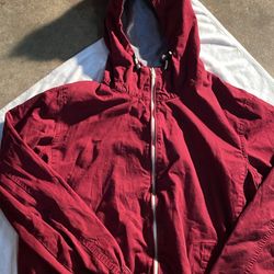 Light/medium Weight Maroon Zip Up Hooded Jacket 