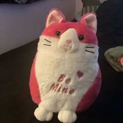 SINGLE Valentine’s Day Pink Cat Squishmallow With “Be Mine”