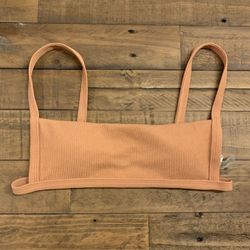 Brand New Womans Small Ribbed Rose Bikini Top