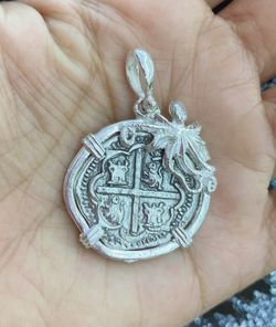 Atocha shipwreck coin pendant in beautiful octopus bezel