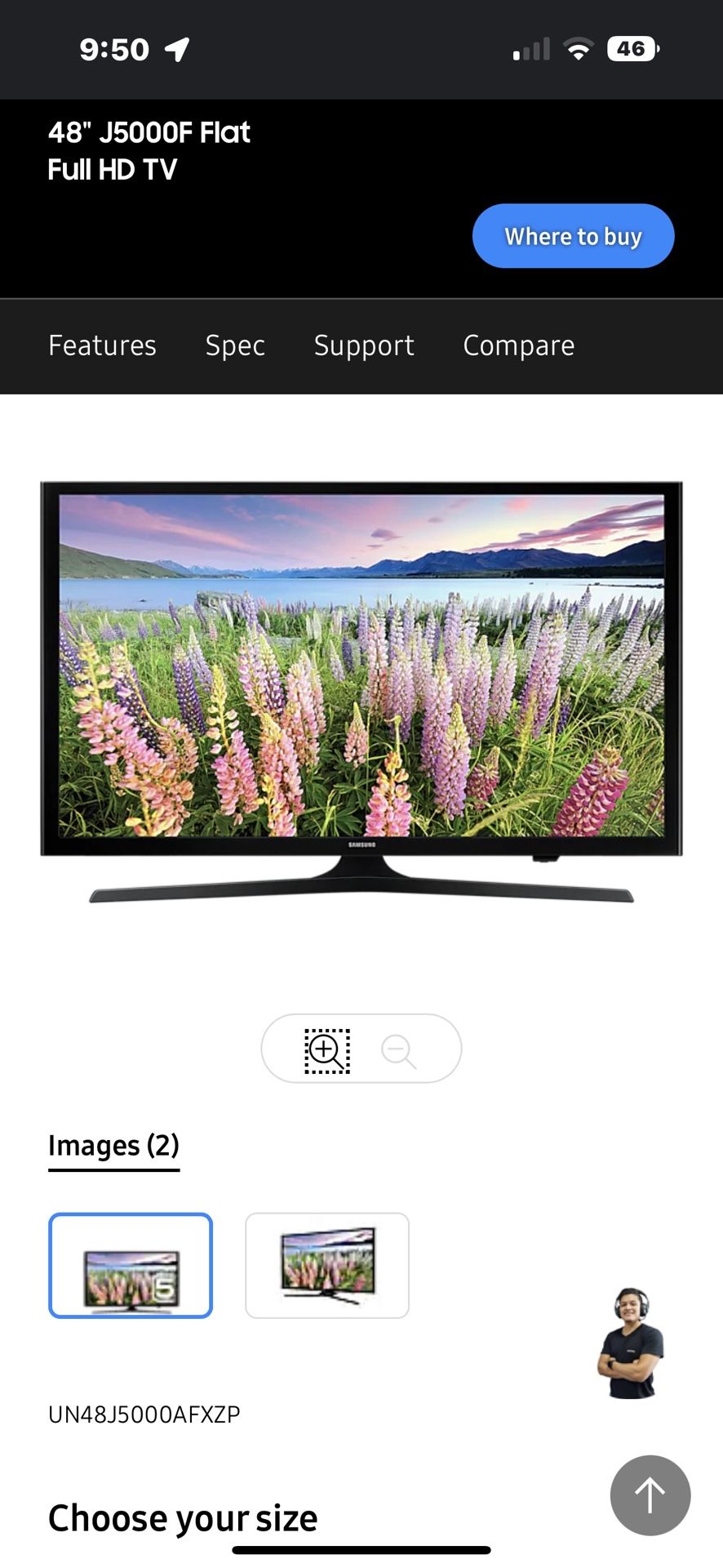 Samsung 48” Led Tv Model Number Un48j5000af