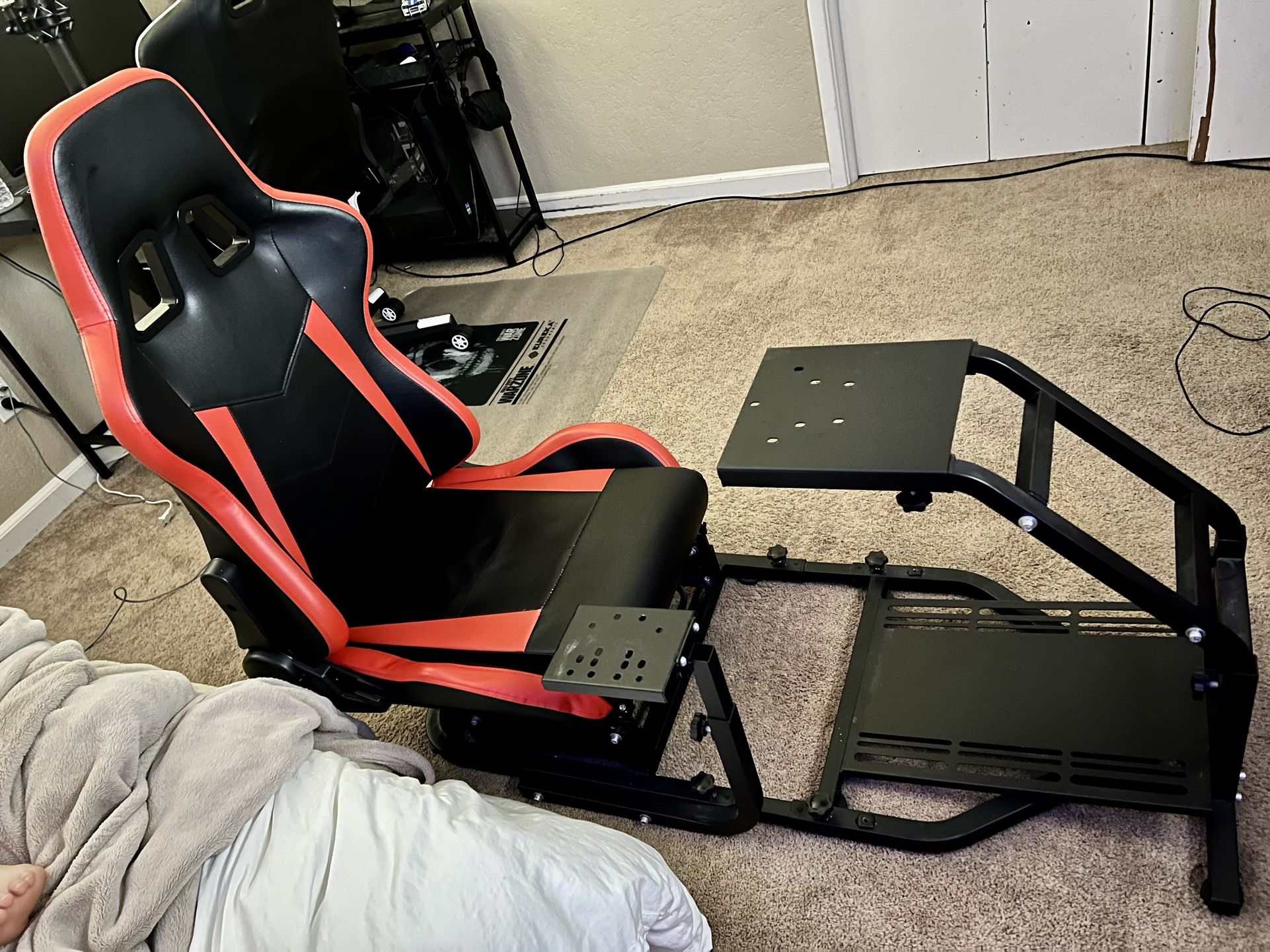 Gaming Sim Cockpit With Red Seat