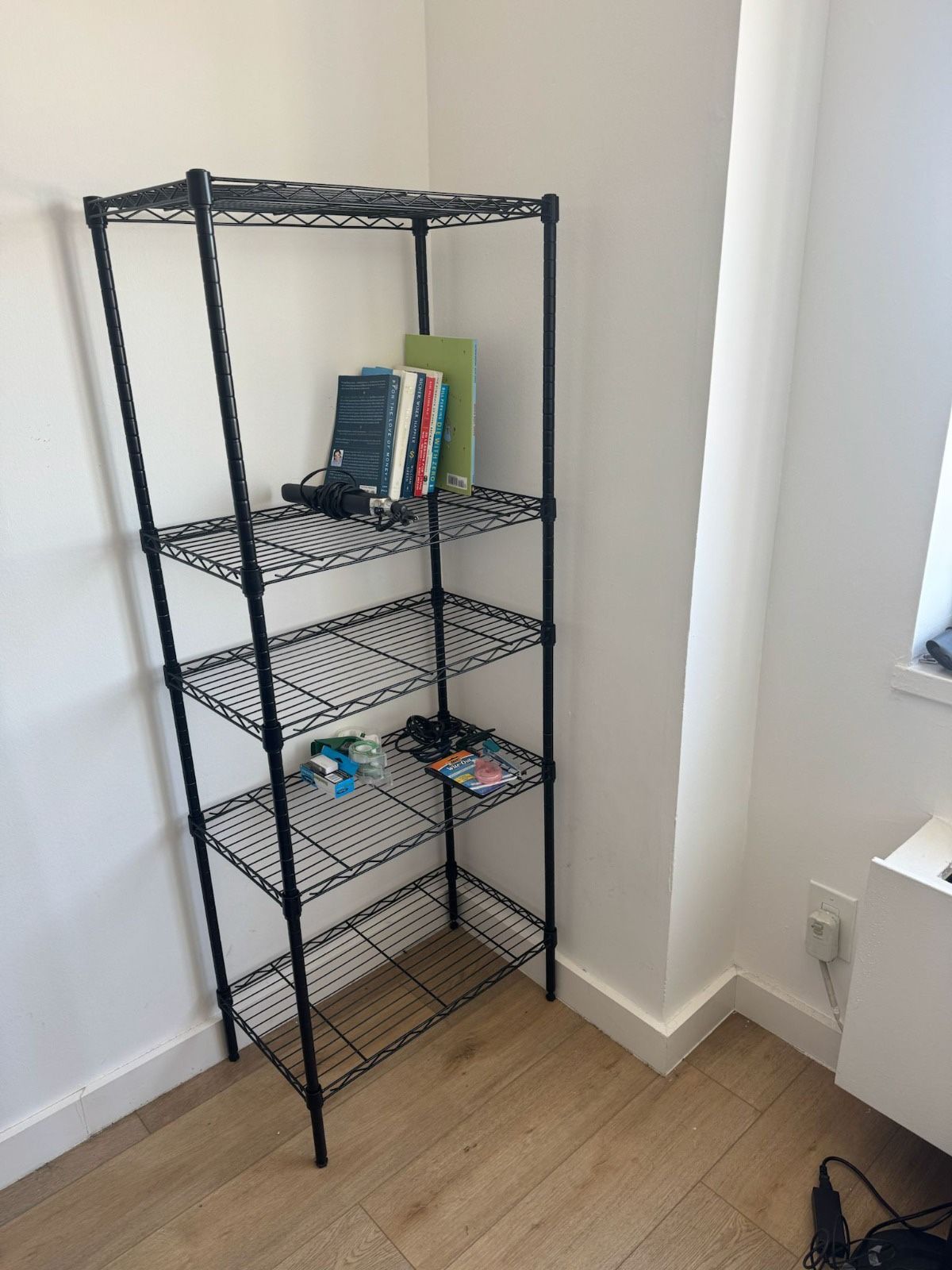 5-Tier Black Metal Wire Shelf