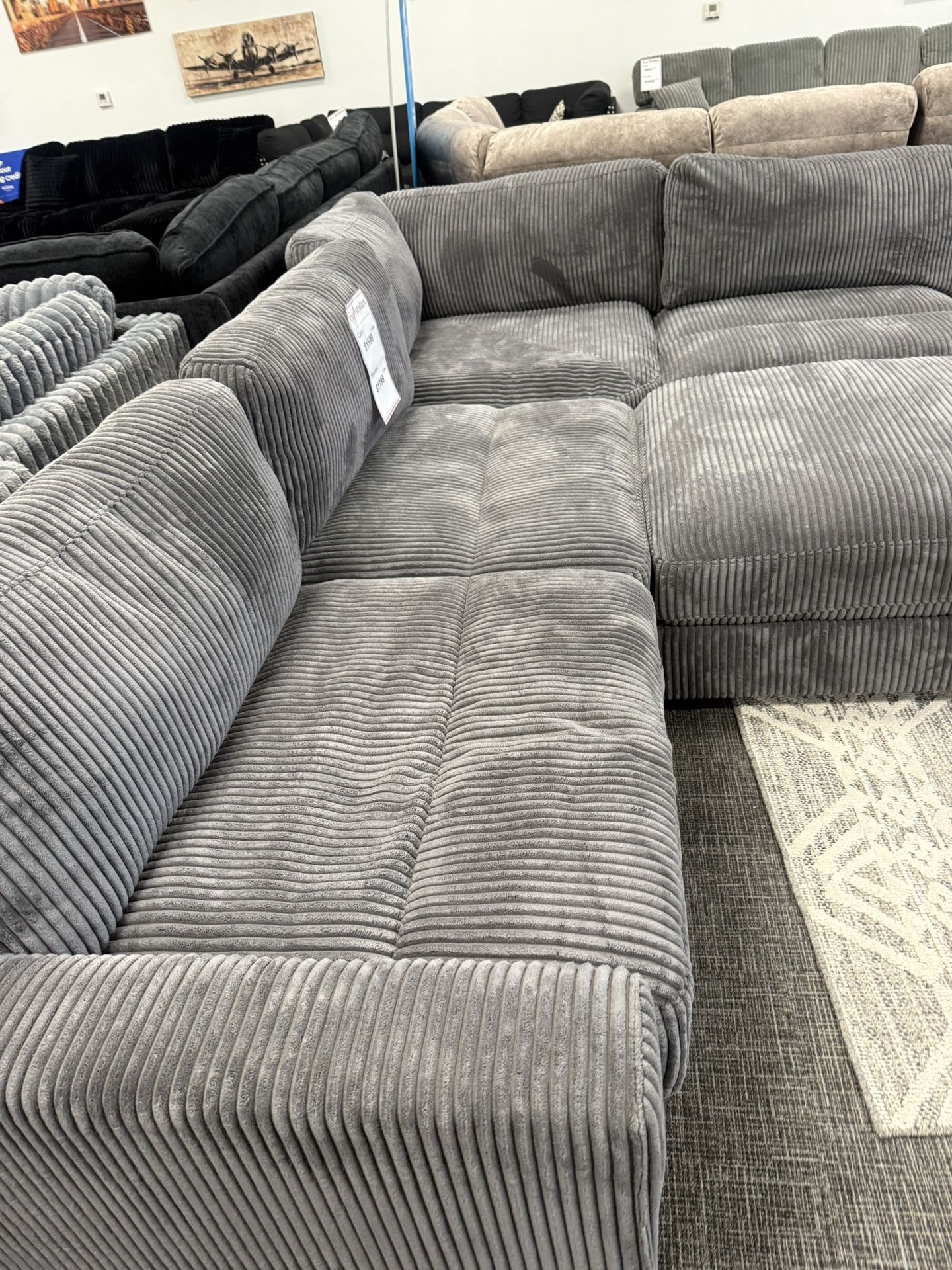Light Gray XL Corduroy Sofa Sectional Set - FREE DELIVERY PROMO