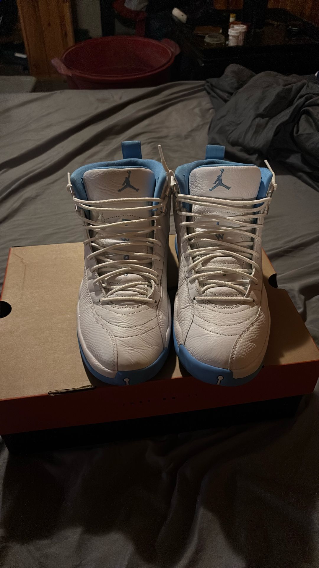 White And Unc Blue 12s Size 11.5
