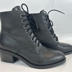 Jeffrey Campbell Zephyr Black Leather Lace-Up Ankle Boots Women’s Size 7