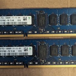SK Hynix 8GB (2x4GB) DDR3-1600 RDIMM Pair of Ram Sticks Model: HMT351R7CFR8C-PB