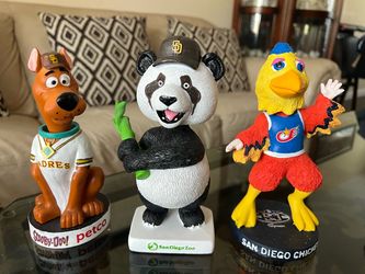 San Diego Padres Mascot Bobblehead Lot of 3 - Scooby Doo, SD Zoo Panda and Chicken SGA