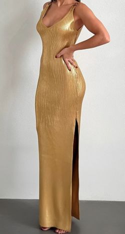 EB LUXE LOS ANGELES Golden Metallic Bodycon Maxi Dress