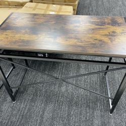 New In Box accent table desk brown with metal legs-multiple Available 40”x20”x30”H $80/each