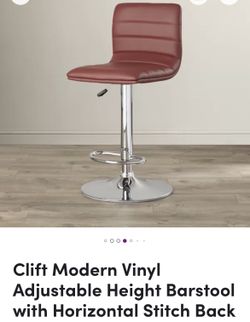 Cliff Modern Vinyl Adjustable Height Barstool with Horizontal Stitch Back -2