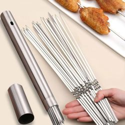 Brand New BBQ Kebab Skewers with Portable Metal Storage Tube