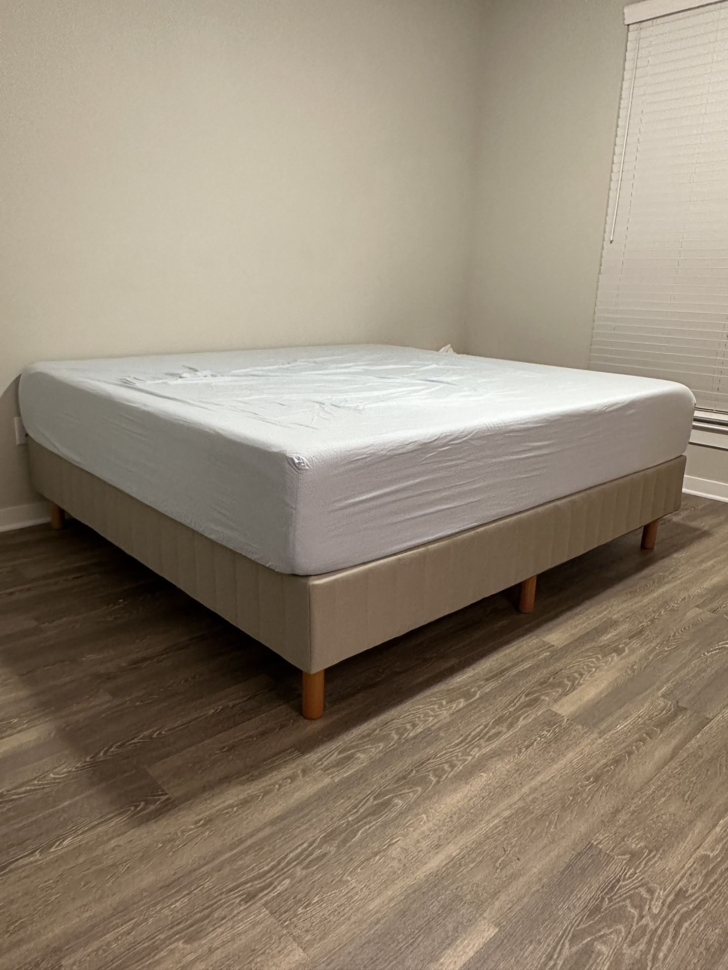 Beige King Bed Frame