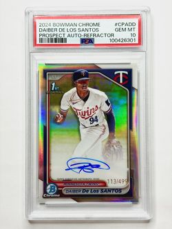 Daiber De Los Santos Bowman Chrome Auto Refractor /499 PSA 10