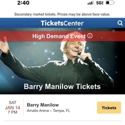 Two Tickets - Barry Manilow 1/14/23