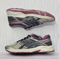 ASICS GEL Contend 4 Running Shoes T765N Women Size 8 Silver Purple Gray Navy