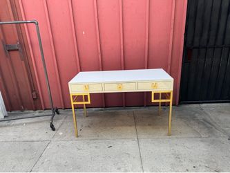 White lacquer glam office desk