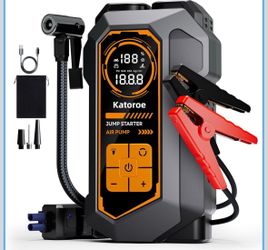 6000A Car Battery Jump Starter with Air Compressor 150PSI Tire Inflator Battery Jumper Starter Portable (10L Gas/8L Diesel), 12V Jump Box with Jumper