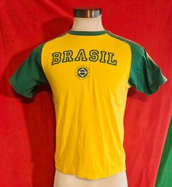 BRASIL SOCCER VINTAGE TRILHA MIX SAO PAULO T-SHIRT SIZE MEDIUM MADE IN BRAZIL
