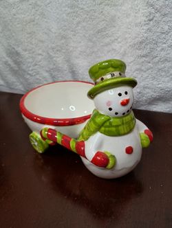 Laurie Gates Snowman Dip Or Candy Bowl