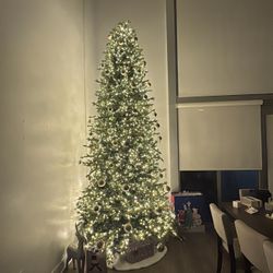 12-foot artificial Christmas tree with built-in LED lights