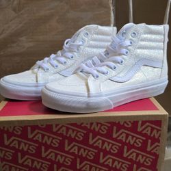Sk8-Hi Zip Vans Glitter White Size 13Y