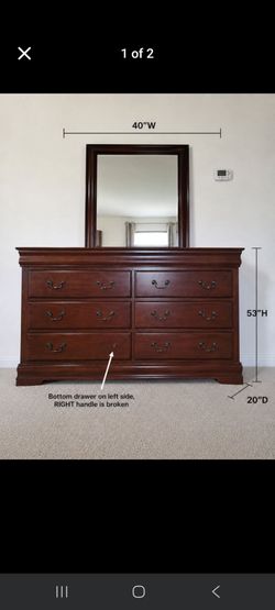 Solid Wood 8-Drawer Dresser with Mirror – Dark Cherry Finish