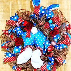 Polka Dotted Bunny wreath