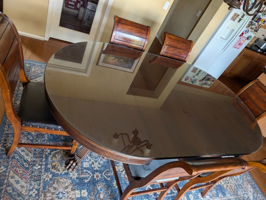 Dining Table Claw Foot With Leaves And Chairs