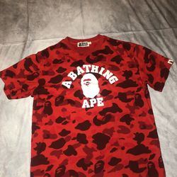 Bathing Ape Red And Black Camo Shirt 