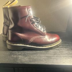 Doc Martin Vegan Leather Burgundy Boots Size 10