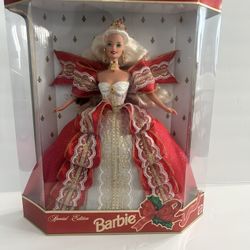 1997 Happy Holidays Barbie Special Edition "White Hair" With Red Dress #1