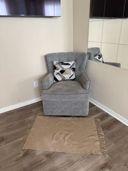 Gray Upholstered Wingback Accent Chair