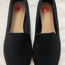 Bamboo Womens Black Velvet Square Toe Flat Slip On Loafer Shoes Sz 6