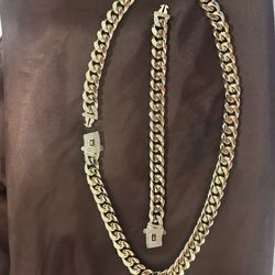 Stainless steel gold plated chain and bracelet