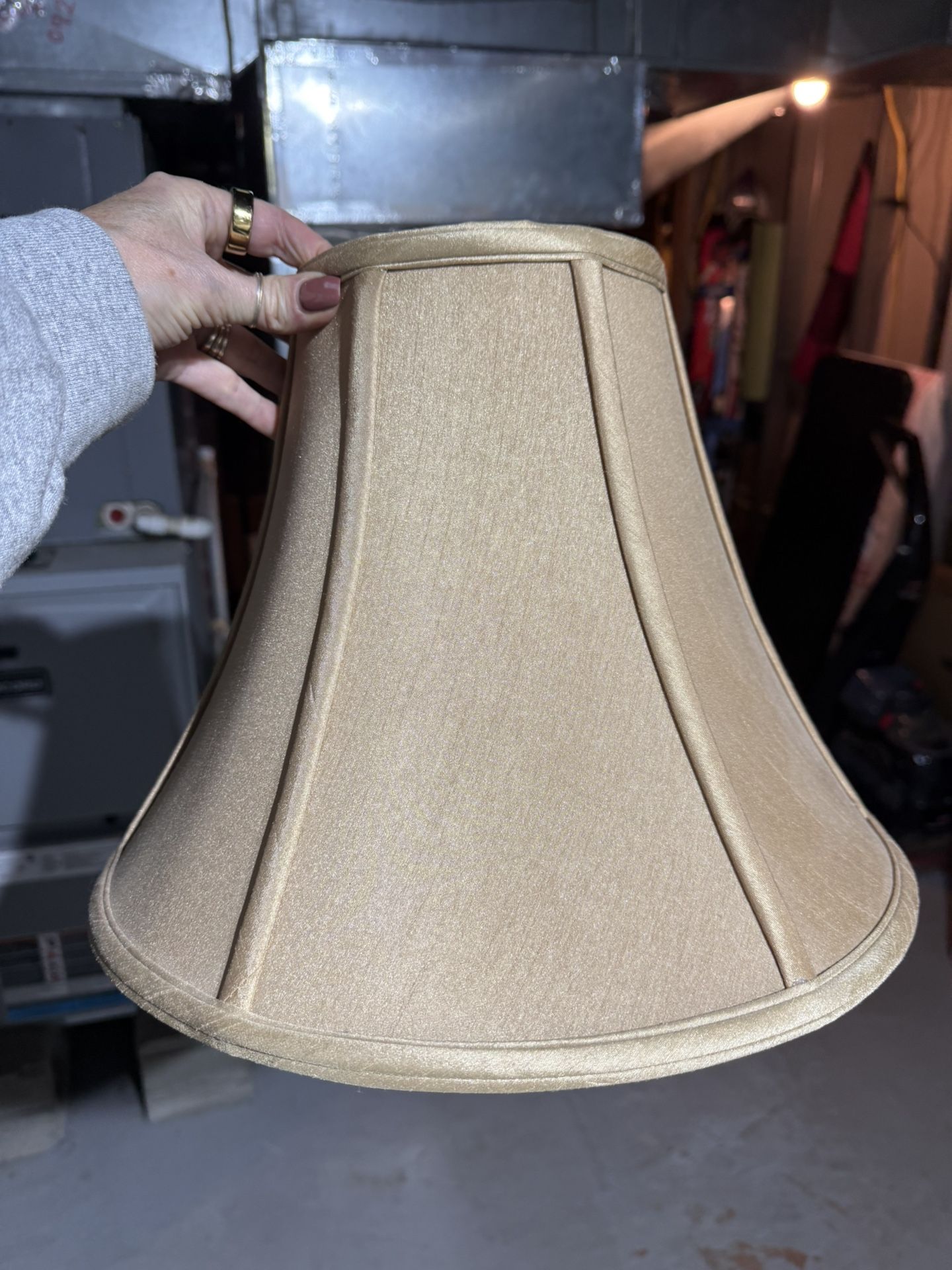 Raw Silk Taupe/gold Lamp Shade
