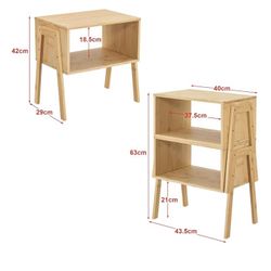 Bamboo Stackable End Table Nightstand - Living Room Small Side Table – Modern Wood Bedside Tables for Bedroom with Open Storage