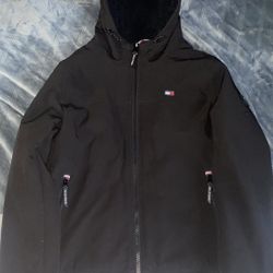 Tommy Hilfiger Black Sherpa Lined Waterproof 3-Layer Hooded Jacket Coat Men’s S