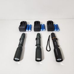 2pc Castnoo & 1pc Skywolfeye T6 LED 5Modes Flashlight Aluminum Focus Torch ( 1 Black 2 Green )
