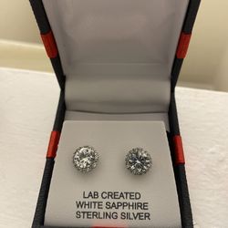  Lab Created  Sterling Silver Diamond Earring 