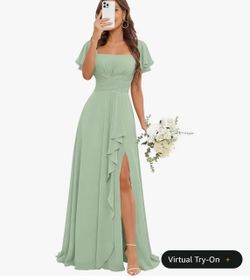 Sage chiffon dress