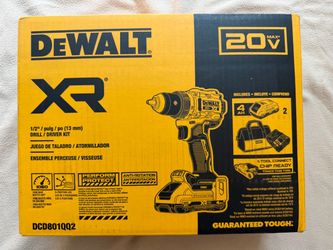 Brand new DEWALT 20V MAX XR 1/2” Brushless Drill/Driver Kit.